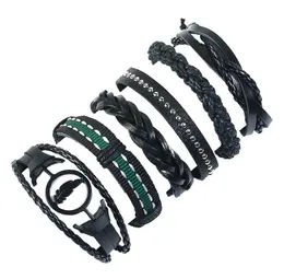 Série de folhas de folhas de moda Mulheres Mulher Bracelete de Capinho Diy Fios de Minchas Black Braid Braid Terne Bracelet 6Styles/1set