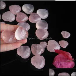 Konst och hantverk Arts Gifts Home Garden 25mm Natural Rose Quartz Heart Shaped Crystal Energy Stone Craft Decoration Healing Gemstone Gem D