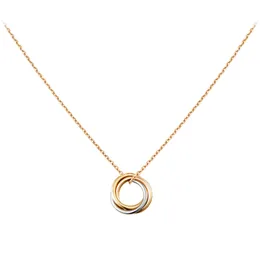 Classic Design Cubic Zirconia Triple Trinity Necklace Pendant Women Girls 316L Titanium Steel Wedding Designer Jewelry Collares Collier Gold