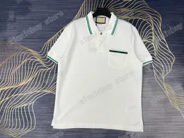 22SS Men Designers T Shirts Tee Strip broderi Kort ärm Crew Neck Neck Streetwear White Black Xinxinbuy XS-L
