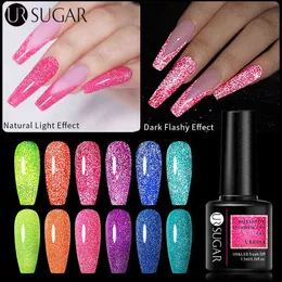 NXY Nagelgel, reflektierend, fluoreszierend, Neongelb, Rosa, Rot, Glitzer, halbpermanent, Soak-Off-UV-LED-Lacke 0328