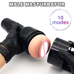 Simulação de vibração de 10 freqüências Vagina Copo de masturbação da loja sexy masculbator masculbador de brinquedos eróticos anal realistas para o homem