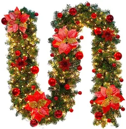 Flores decorativas grinaldas guirlanda com luzes - 2,7m de decoração de decoração pendurada grinaldora artificial para casa no escritório do escritório jardim de festas