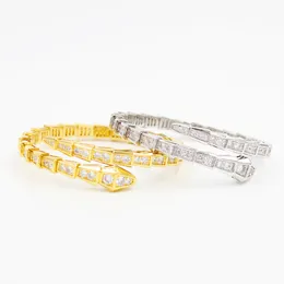 Classic 925 Sterling Silver Tennis Diamond Snake Bone Bracelet Ladies Fashion Luxury Brand Bangles