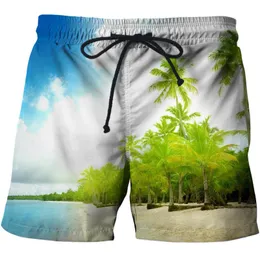 Erkek şort erkek şortu deniz doğası manzarası 3d baskılı kısa pantolon mayolar yüzme gövdeleri plaj kıyafetleri havalı çocuklar plaj spor pantolon