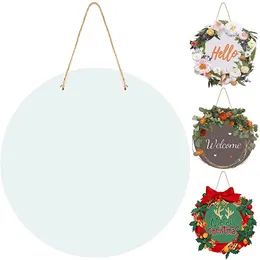 庭の装飾未完成の木の円の空白木製MDF昇華ドアハンガーサインDIYクラフトクリスマス装飾