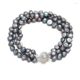Fili di perline squisiti braccialetti perla leggera a doppia faccia naturale con braccialetto di rame rotondi per donne regali di gioielli fascino 7- 7-