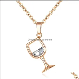 Pendant Necklaces Pendants Jewelry Wholesale Gorgeous Platinum Plated Zircon Wine Cup Necklace Women Shining Exquisite Shape Drop Delivery