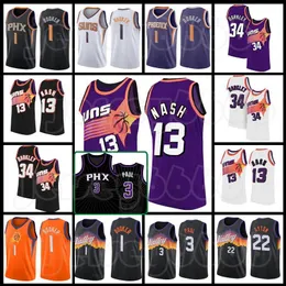 Phoenix''Suns''Jersey Steve 13 Nash Retro Charles 34 Barkley Basketball Chris 3 Paul Devin 1 Booker Deandre 22 Ayton Trikots