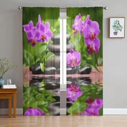 Curtain & Drapes Zen Stones And Orchid Sheer Curtains For Living Room Modern Fashion Valance Kitchen Tulle CurtainsCurtain