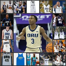 3 MAX ABMASオーラルロバーツ大学バスケットボールジャージ2022 NCAA Final Four Oru Jerseys 23 Sir Issac Herron 25 Elijah Lawrence 33 Luka Tekavcic 45 Ismael Plet Jerseys