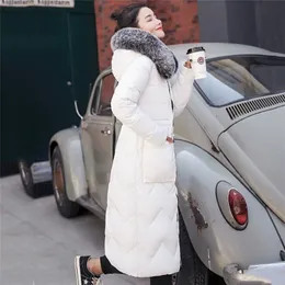 両側の女性の冬のジャケット毛の長いパッド入り温かいコートパーカーLJ201021