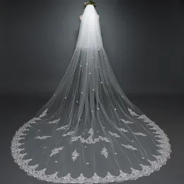 Veli da sposa di alta qualità 3,8 m fiore di pizzo bianco uno strato con inserto pettine velo da sposa voile Mariage accessori da sposa