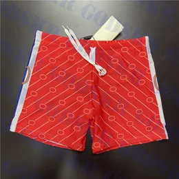 Red Mens Shorts Beach Beach Pant 스트라이프 인쇄 남성 복서 바지 섬유 브랜드 브랜드 브로킹 가능한 수영 트렁크 크기 M-3XL
