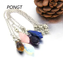 Pendant Necklaces Natural Stone Pendulum For Dowsing Lapis Lazuli Chakra Healing Multilateral Crystal Pendule RadiesthesiaPendant Godl22