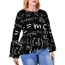 女性のプラスサイズTシャツ面白い数学Tシャツ物理学方程式カワイイTシャツ長袖ストリートウェアTシャツグラフィックティー6xlwomen's
