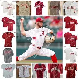 NCAA Alabama Crimson Tide Baseball Jersey 39 GARRETT MCMILLAN 40 BROCK GUFFEY 41 CONNOR BALL 44 ZANE DENTON 48 LANDON GREEN 88 HUNTER HOOPES 38 DYLAN RAY DAVIS HELLER