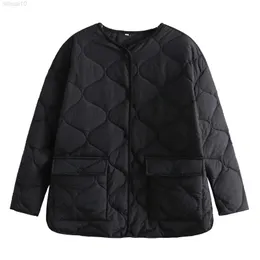 Kadın Bombacı Ceket Parkas Black Coat Sıcak dışarısı katı moda ceket cebi Uzun Kollu Ekose Zarif Kadın Ceket Kış TRF L220730