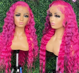 Длинные свободные парики с глубокими волнами для женщин, розовый/светлый/синий/серый цвет, синтетические кружевные передние парики, имитация человеческих волос