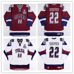 Chen37 C26 Nik1 Tulsa Oilers 22 Gary Steffes Hockey Jersey Blue Embroidery Stitched Custom any Number and name Jersey