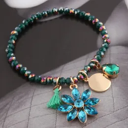 Bracelets de charme neefuwofu contam de cristal pulsera filamento bohemia de madera corda estrela cinco Pontas bracelete Perlescarm