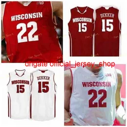 College NCAA Wisconsin Badgers Basketball Jersey 4 Carter Higginbottom 12 Trevor Anderson 13 Tai Stricknd Custom Stitched