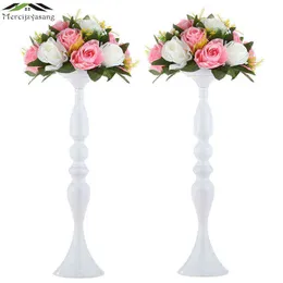 Mercijzyasang Metal Candle Holders Flowers Wazon/Stand Candlestick White Candle Holder Wazon Washing/Table Centerpiece 03 H220419
