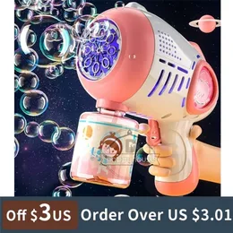 어린이를위한 Automa Bubble Machine Bazooka Gun with Light Rocket Launcher Blower for Kids Soap Maker Toy 220707