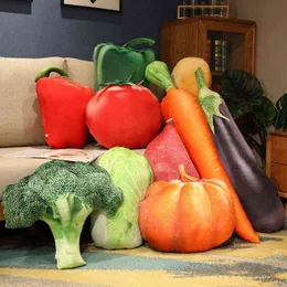 Lifelike D Vegetable Plush Pillows Stuffed Soft Doll Simulation Potatoes Pumpkin Carrots Eggplant Cushion Home Decor Gift J220704