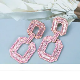 Classic Crystal Pink Zircon Dangle Earrings High-Quality Earrings Vintage Jewelry Wholesale Party Gift