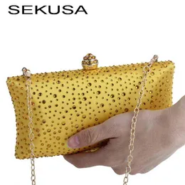 저녁 가방 Sekusa 여성 모조 다이아몬드 이브닝 가방 어깨 체인 금속 클러치 저녁 지갑 작은 숙녀 파티 핸드백 220321
