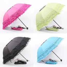 Lace Women Rain Umbrella Sun Paraguas mujer Black Parasol Folding Princess guarda chuva invertido UV Protection Decoration 20220616 D3