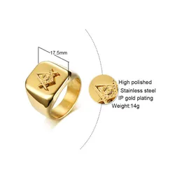 Masonic Ring: Stainless Steel Master Signet Ring Gold Tone, Sizes