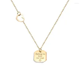 Romantic Letter Fall In Love Heart Pendant For Women Luxury Designs Gold Color Stainless Steel Chain Necklace 2022 Jewelry Necklaces