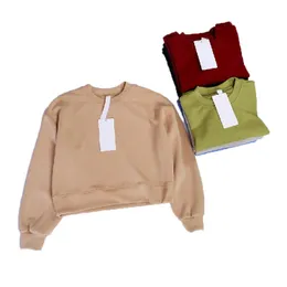 Novos roupas de ioga de ioga molhas de mole de grandes dimensões designers de pescoço redondo curto suéter spandex spandex alto esportes de camisola de fitness solta tamanho xs-xl