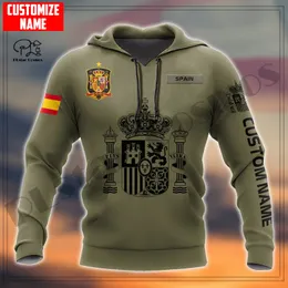 PLstar Cosmos 3DPrinted est Spain Country Custom Name Gift Unique Hrajuku Streetwear Unisex Casual Hoodies Zip Sweatshirt 3 220713