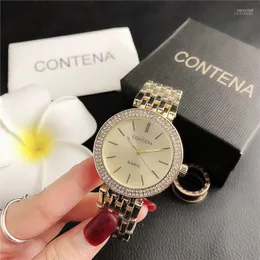 Armbanduhren Damenuhr Top Edelstahl Hohe Qualität Business Mode Lässig Quarz Gold Damenuhren Geschenkuhr Hect22