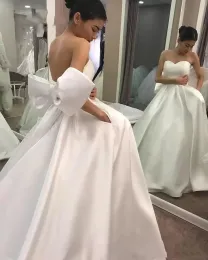 2022 vestidos de noiva elegantes vestido de noiva com decote em coração de arco do ombro de tiro de cetim de cetim personalizado feito vestido de novia