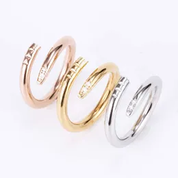 Love ring titanium steel single nail ring European and American fashion street hip-hop casual couple birthday engagement holiday gift classic gold and silver