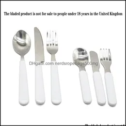 Forks Flatware Kitchen Bar Bar Home Garden AA Sublimation Blank Knife Fork Spoon Adt Kid El Western Food Steak Tool Steeld Steeld Steel SC