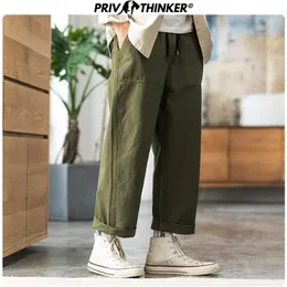 Privathinker Men Autumn Vintage Exército Verde Jogadores Mens Loose Srraight Slim Fit Pants Masculino Fashion Streetwear Calças de carga 201128