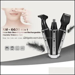 Hårtrimmer Care Styling Tools Products Kemei KM - 6630 4 I 1 Nose Beard Eyebrow Rechargeble Electric Ear Shaver Cliper Wholesale Drop