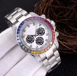 Męski zegarek z brylantem automatyczny zegarek męski zegarek na rękę ze stali nierdzewnej wodoodporny Luminous kolorowe diamenty dzień ojca prezenty świąteczne zegarki zegarki na rękę