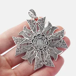 Pendant Necklaces Large Antique 10mm Round Blank Tray Settings Filigree Flower Charm For Necklace Jewelry FindingsPendant