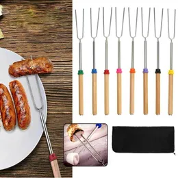 Safer Stainless Steel BBQ Marshmallow Roasting Sticks Extending Roaster Telescoping for Home Kitchen Backyard BBQ