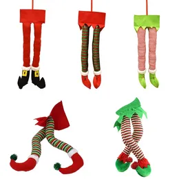 クリスマスサンタエルフの足のぬいぐるみのぬいぐるみクリスマスツリー装飾的な装飾クリスマス装飾ホームオーナメントSxjun16