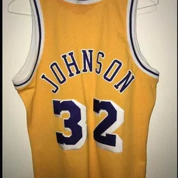 Chen37 사용자 정의 남성 청소년 여성 Magic Johnson 84 85 농구 저지 크기 S-4XL 또는 사용자 정의 모든 이름 또는 번호 저지