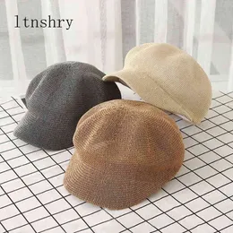 2019 Yeni Kadınlar Erkekler Unisex Beret Hat Baker Newsboy Visor Cap Ivy Cabbie Saman Güneş Koruma Plaj bayanlar Moda Nefes Alabilir J220722