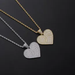 Pendant Necklaces European And American Hip-hop Necklace Heart-shaped Copper Personality Trend Rap NecklacePendant NecklacesPendant