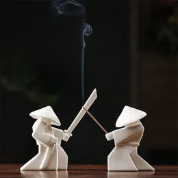 Chinese Ceramic Samurai Incense Stick Holder Tea Ceremony Ornaments Home Furnishings Office Teahouse Friends Gift 220426